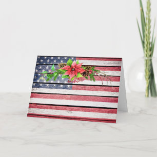 Christmas / Holiday American Wood Image Flag 4 Card