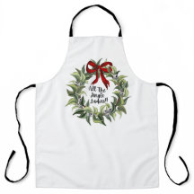 Christmas Holiday Apron - Jingle Ladies Wreath