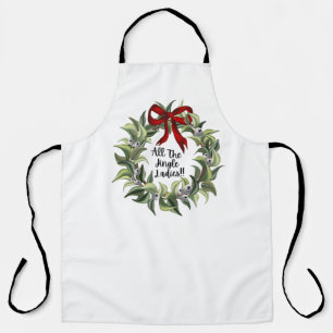 Christmas Holiday Apron - Jingle Ladies Wreath