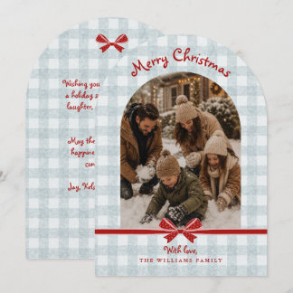 Christmas Holiday Arch Photo Card Gingham Bows