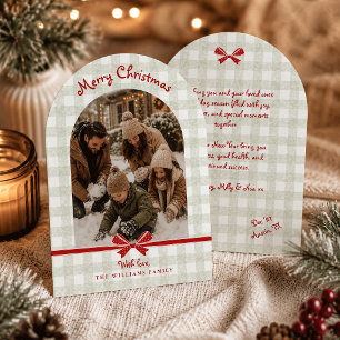 Christmas Holiday Arch Photo Card Gingham Bows