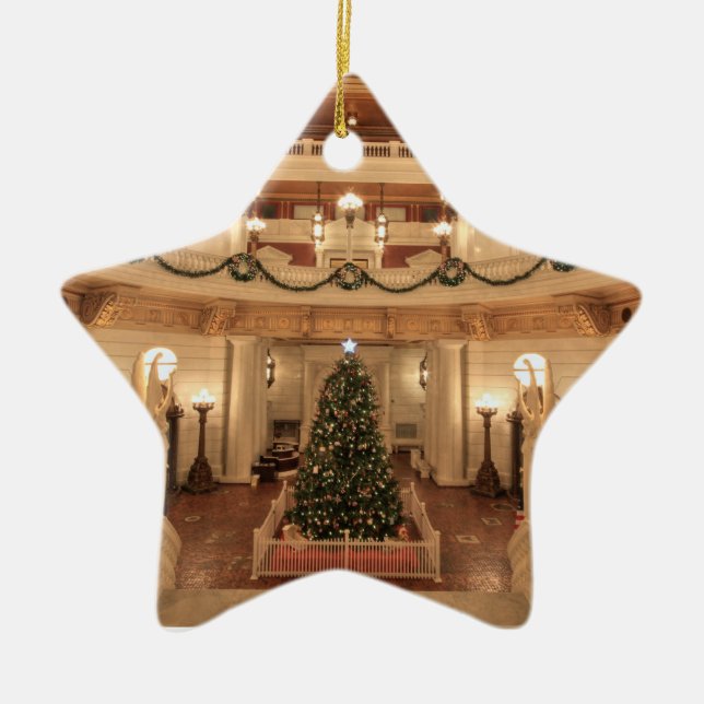 Christmas Holiday at Pennsylvania State Capitol Ceramic Tree Decoration (Front)
