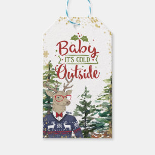 Christmas holiday baby its gold outside gift tags