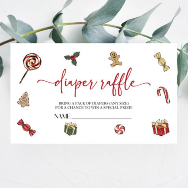Christmas Holiday Baby Shower Diaper Raffle Enclosure Card (Creator Uploaded)