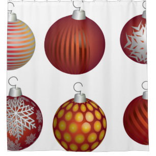 Christmas holiday ball decoration shower curtain