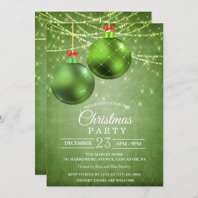 Christmas Holiday Bauble Invitation (Front/Back)