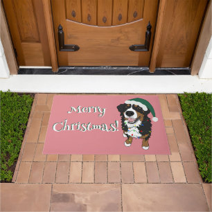 Christmas Holiday Bernese Mountain Dog Doormat