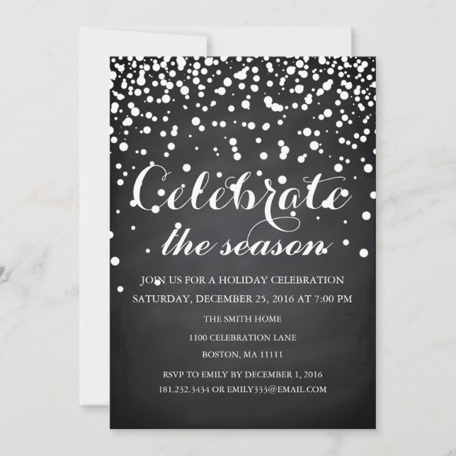 Christmas Holiday Black Chalkboard Family Party Invitation (Front)