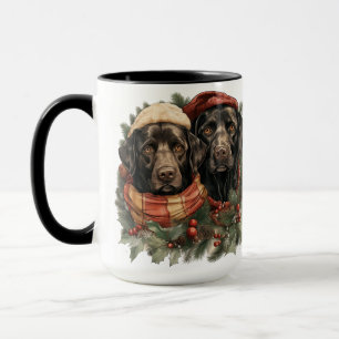 CHRISTMAS HOLIDAY BLACK LABRADOR RETRIEVERS MUG