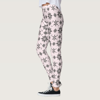 Christmas Holiday Blue Cream Snowflakes Pattern Leggings