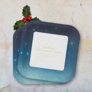 Christmas Holiday Blue Paper Plate