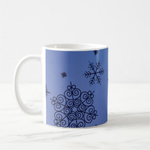 Christmas Holiday Blue Snow Flakes Coffee Mug