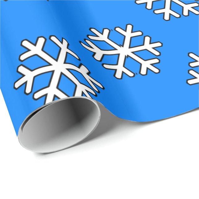Christmas Holiday Blue & White Snowflake Ornament Wrapping Paper (Roll Corner)