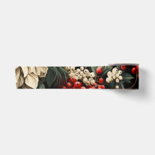 Christmas/Holiday Bold Flowers, Berries & Leaves Satin Ribbon