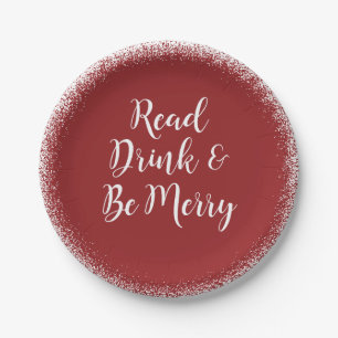 Christmas Holiday Book Group Elegant Cheer Paper Plate