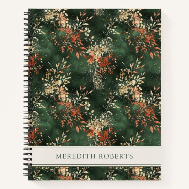 Christmas Holiday Botanical Personalised Notebook (Front)