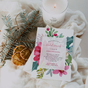 Christmas Holiday Bridal Brunch   Bright Floral Invitation