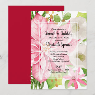 Christmas Holiday Brunch and Bubbly Floral Invite