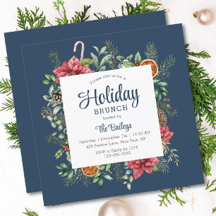 Christmas Holiday Brunch Festive Floral Invitation