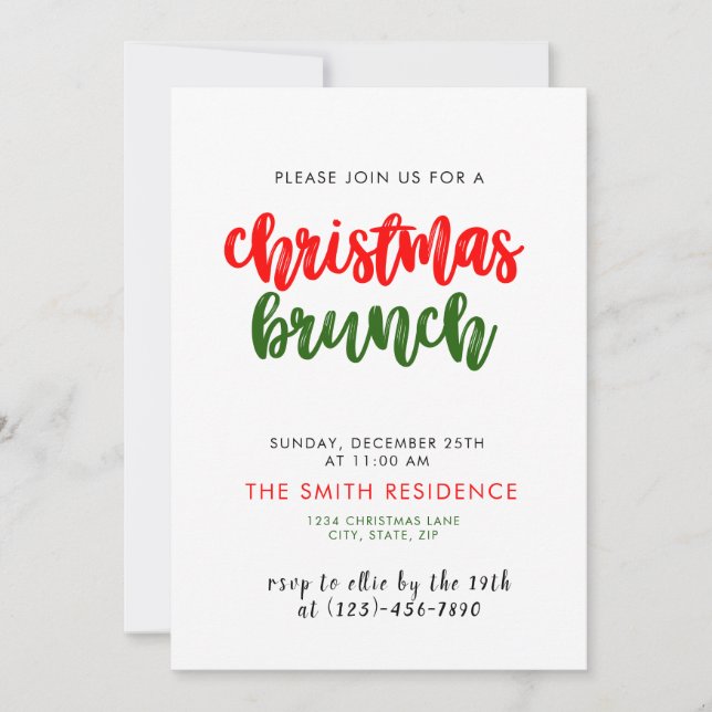 Christmas Holiday Brunch Invitation Card (Front)