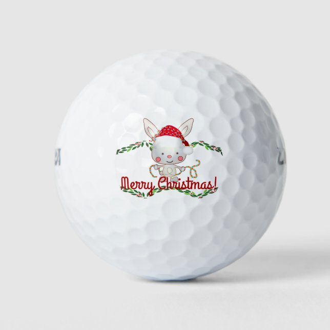 Christmas Holiday Bunny Golf Balls (Front)