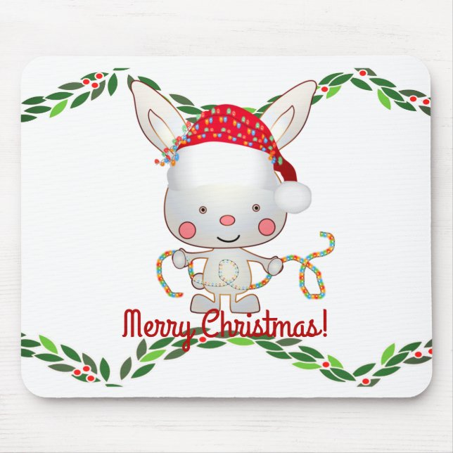 Christmas Holiday Bunny Mouse Pad (Front)