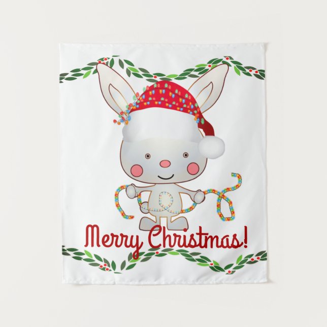 Christmas Holiday Bunny Tapestry (Front)