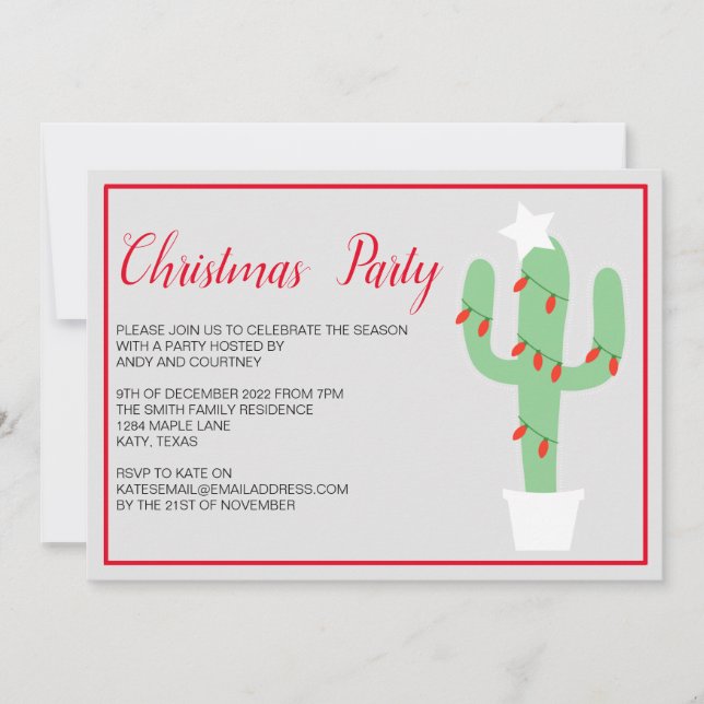 Christmas Holiday Cacti Cactus Winter Celebration Invitation (Front)