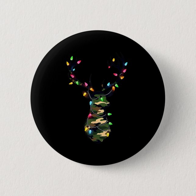 Christmas Holiday Camo Deer Hunting Reindeer Xmas  6 Cm Round Badge (Front)
