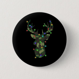 Christmas Holiday Camo Hunting Reindeer Deer Xmas 6 Cm Round Badge
