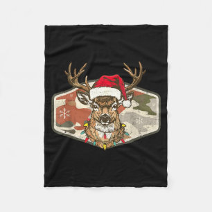 Christmas Holiday Camo Hunting Reindeer Deer Xmas  Fleece Blanket