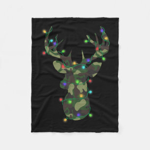 Christmas Holiday Camo Hunting Reindeer Deer Xmas Fleece Blanket