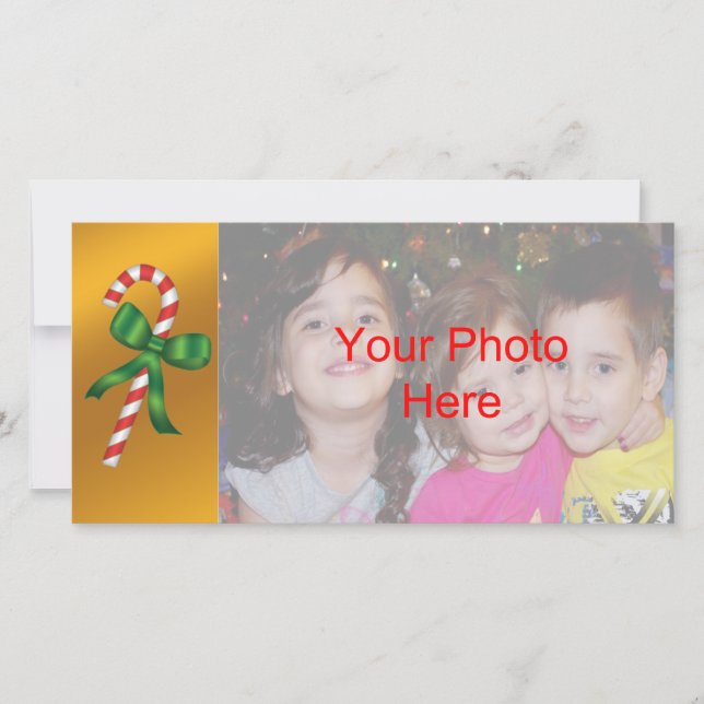 Christmas Holiday Candy Cane Photo Card Template (Front)