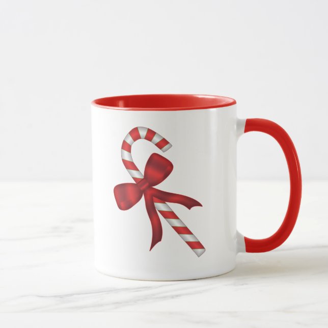 Christmas Holiday Candy Cane with Red Bow Mug (Right)