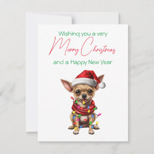 Christmas Holiday Card Dog in Hat Chihuahua