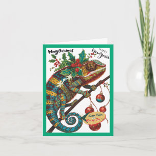 Christmas Holiday Chameleon Flat Card