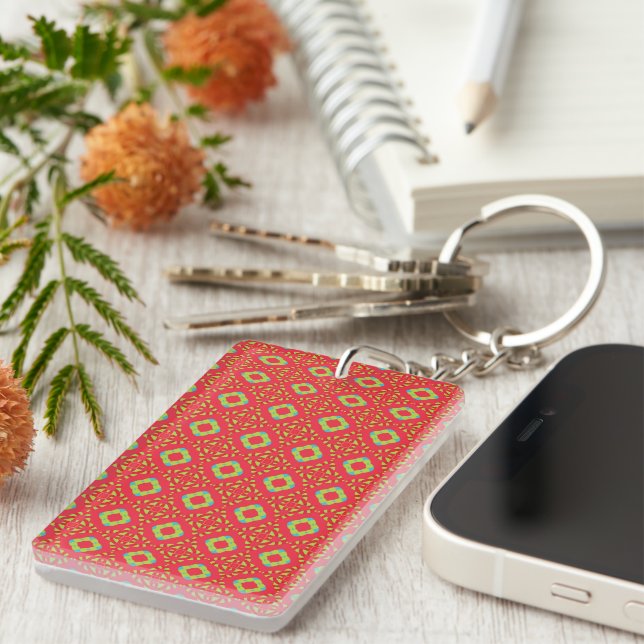 Christmas Holiday Charm Pattern 01 -  Key Ring (Front Right)