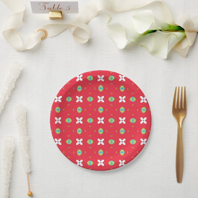 Christmas Holiday Charm Pattern 02 -  Paper Plate (Wedding)