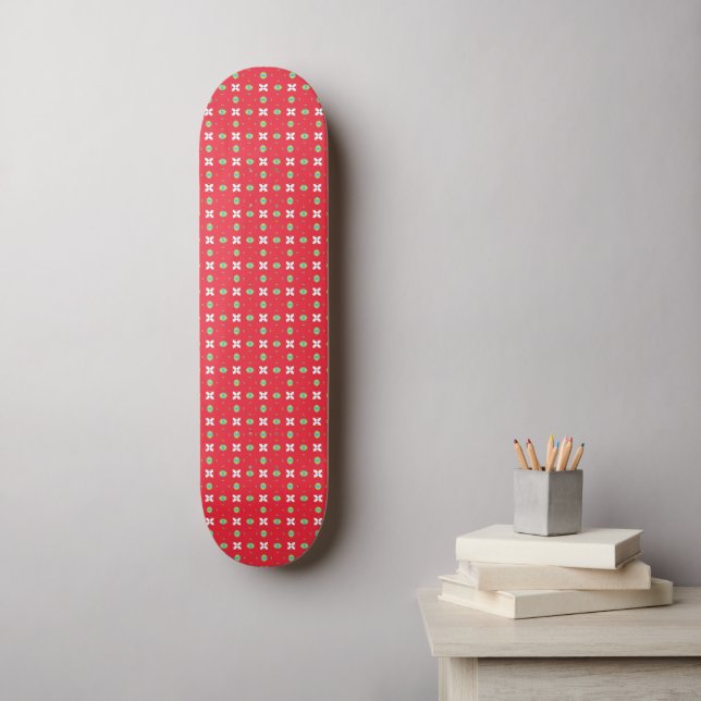 Christmas Holiday Charm Pattern 02 -  Skateboard (Wall Art)