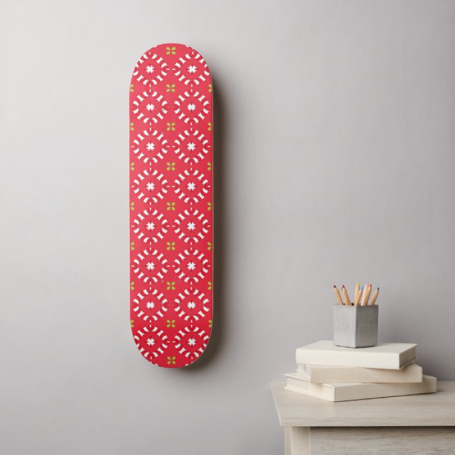 Christmas Holiday Charm Pattern 04 -  Skateboard (Wall Art)