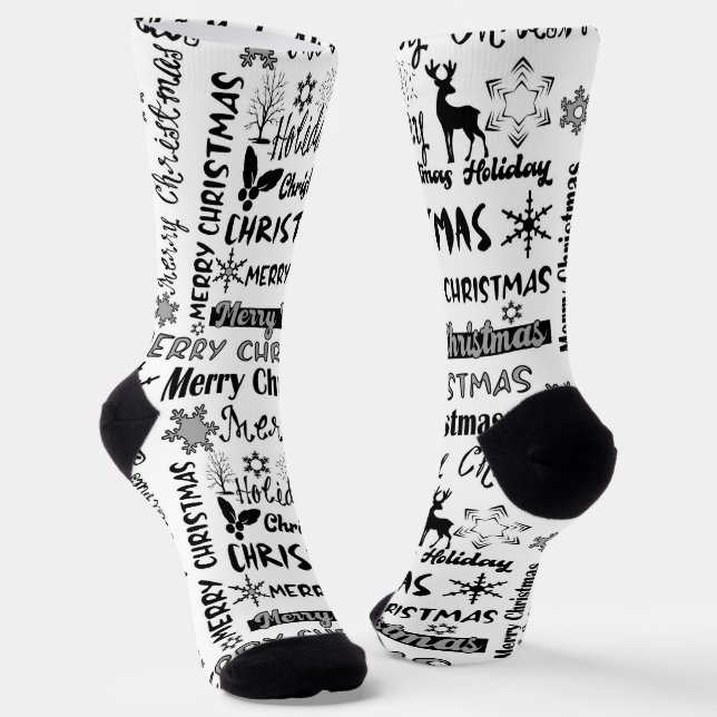 Christmas holiday, Christmas pattern Socks (Angled)