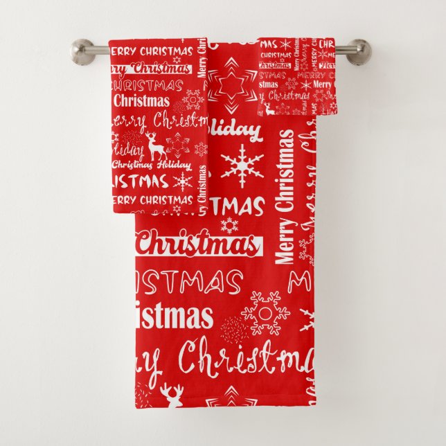 Christmas holiday, Christmas pattern, winter  Bath Towel Set (Insitu)