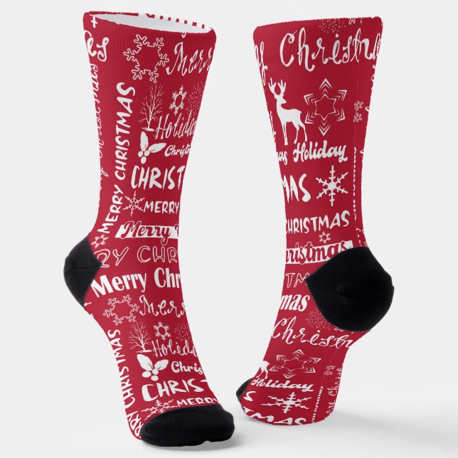 Christmas holiday, Christmas pattern, winter  Socks (Angled)