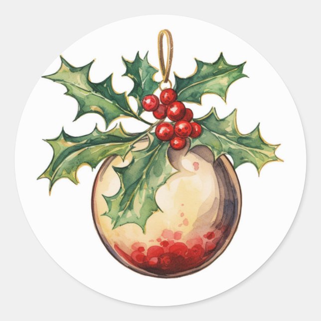 Christmas Holiday Classic Round Sticker (Front)
