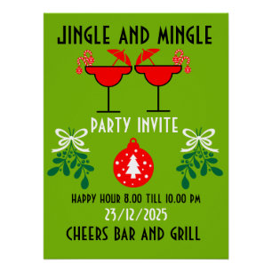 Christmas Holiday Cocktail Drinks Party Invite Poster