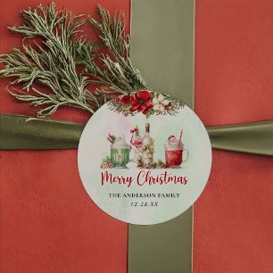 Christmas Holiday Cocktail Party Classic Round Sticker