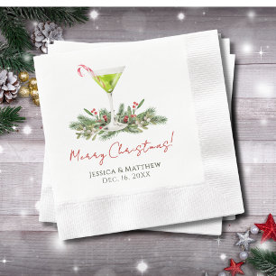 Christmas Holiday Cocktail Party Martini Paper Napkin