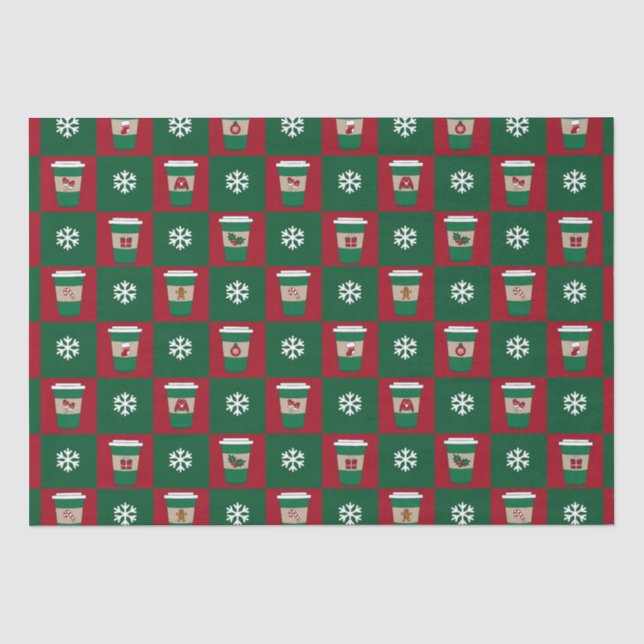 Christmas Holiday Coffees Snowflakes Tissue Paper (Front)