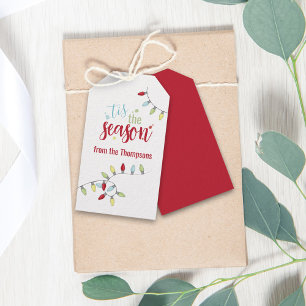 Christmas Holiday Colourful Festive String Lights Gift Tags