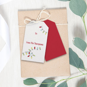 Christmas Holiday Colourful Festive String Lights Gift Tags